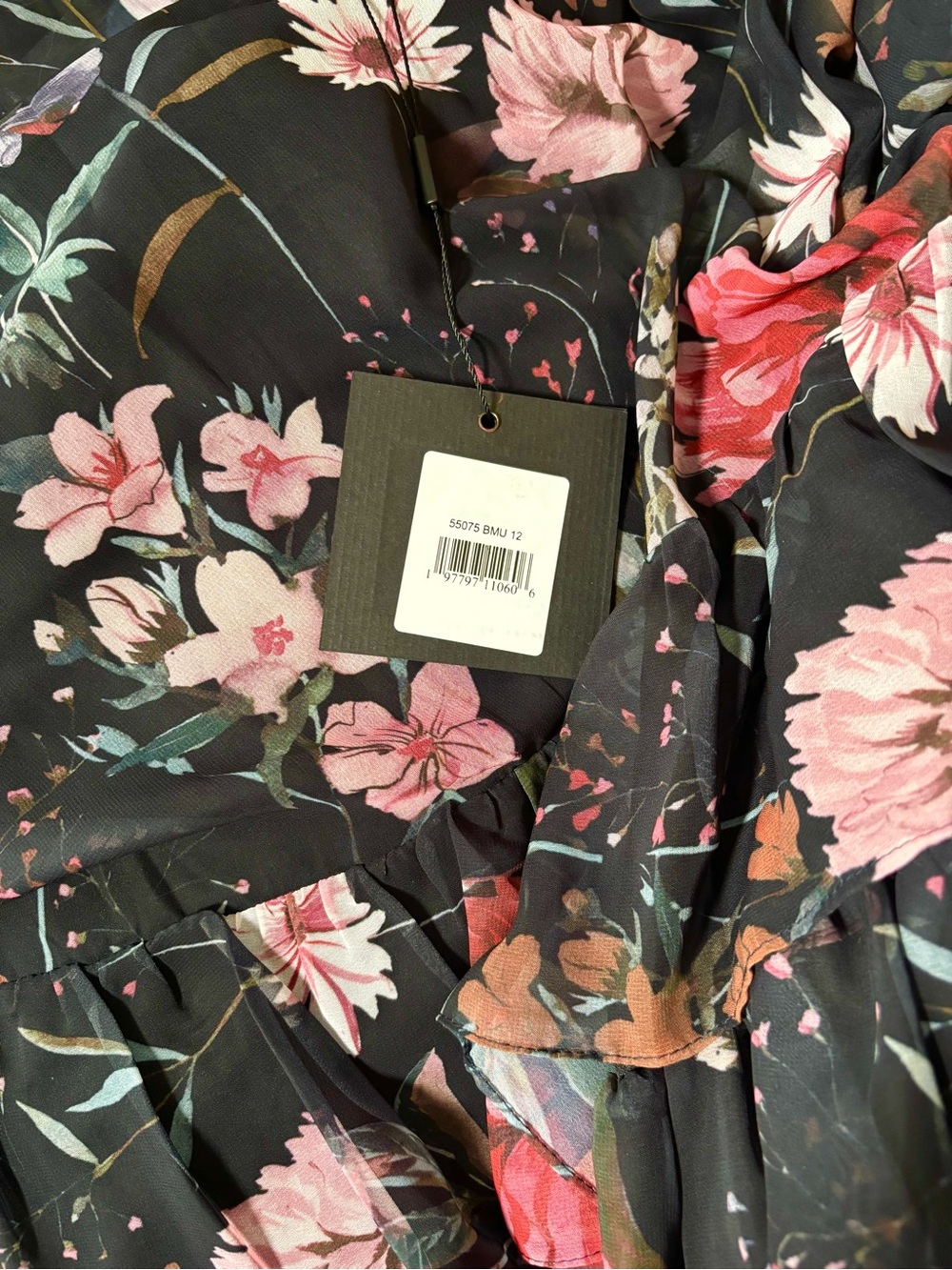 NWT Mac Duggal IEena Floral Ruffle Chiffon Dress Size 12 - Picture 11 of 11